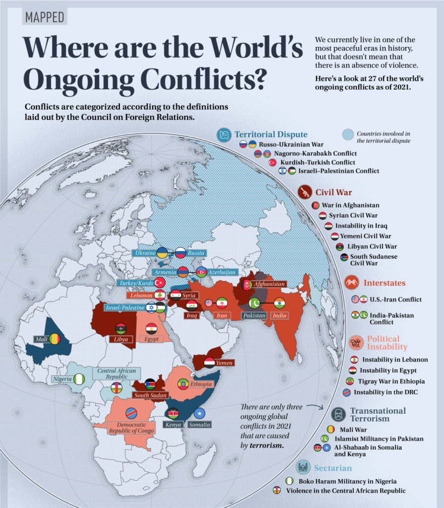 Mapped Where are the World’s Ongoing Conflicts Today? Visual