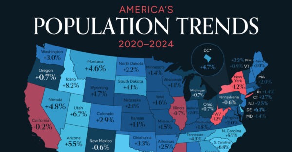 Mapped: How Each U.S. State’s Population Has Changed Since 2020