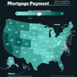 Mapped: Days of Work to Afford a Monthly Mortgage, by State