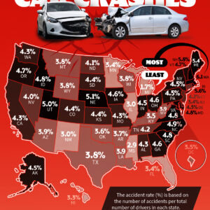 Mapped: U.S. States with the Most Car Crashes