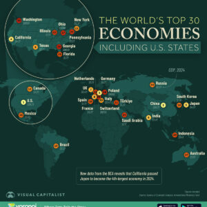Mapped: The World’s Largest Economies, Including U.S. States