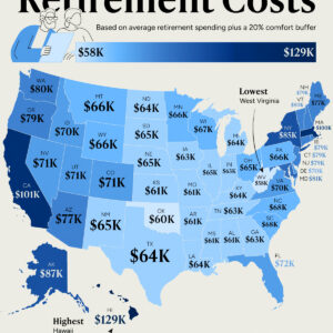 Mapped: Annual Retirement Costs by State