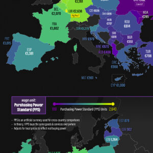 Mapped: Europe’s Minimum Wages, Adjusted for Living Costs