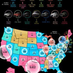 Mapped: The Most Stolen Car in Every U.S. State