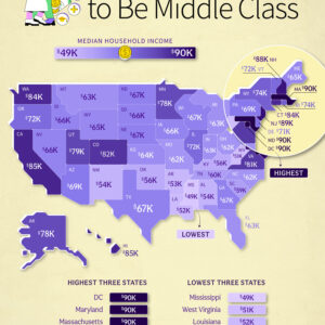 Mapped: The Income a Family Needs to Be Middle Class, by State
