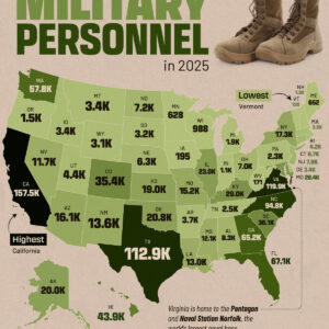 Mapped: States with the Most Military Personnel in 2025