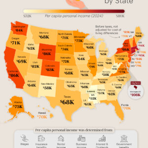 Mapped: U.S. States by Average Income